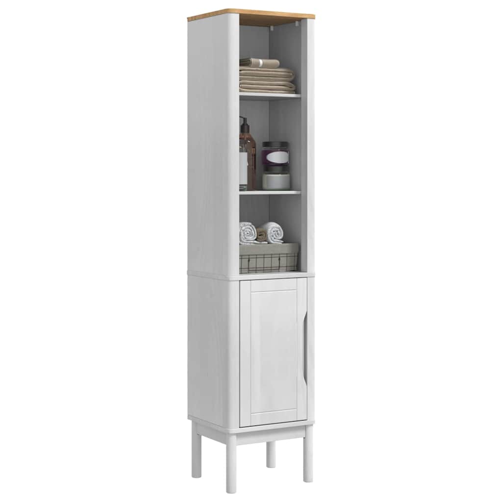 vidaXL Bad hoher Schrank FLORO Weiß 35 x 30 x 160 cm Massivholz Kiefer