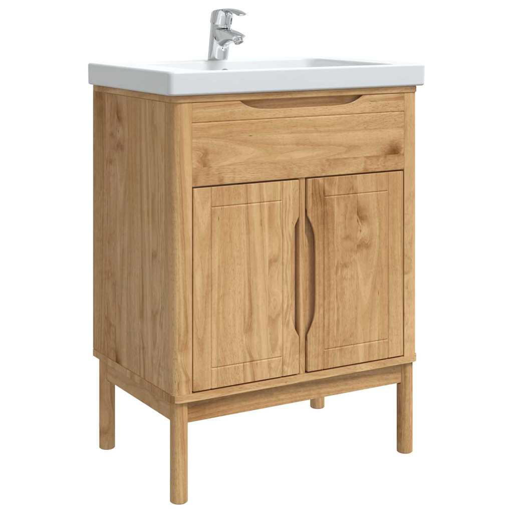vidaXL Waschbeckenschrank mit Regal FLORO Wachsbraun 60 x 40 x 80 cm