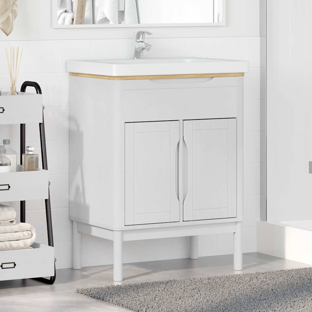 vidaXL Waschbeckenschrank mit Regal mit Tür FLORO Weiß 60 x 40 x 80 cm