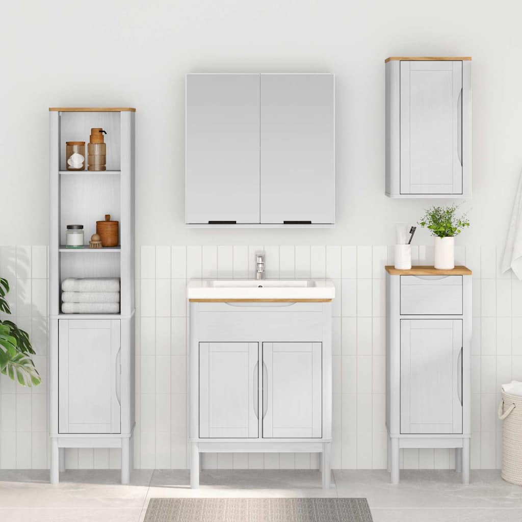 vidaXL Waschbeckenschrank mit Regal mit Tür FLORO Weiß 60 x 40 x 80 cm