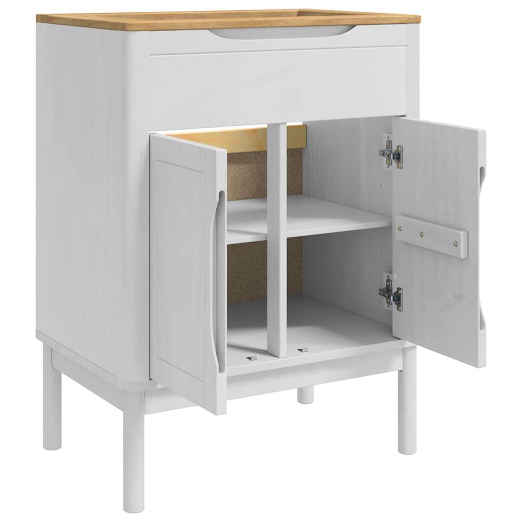 vidaXL Waschbeckenschrank mit Regal mit Tür FLORO Weiß 60 x 40 x 80 cm