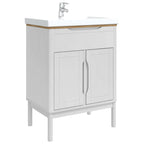 vidaXL Waschbeckenschrank mit Regal mit Tür FLORO Weiß 60 x 40 x 80 cm
