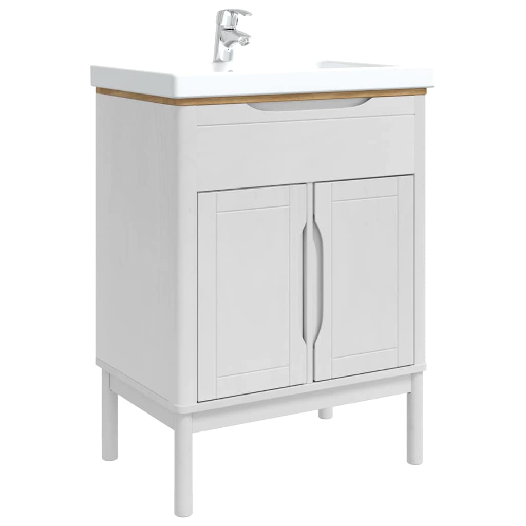 vidaXL Waschbeckenschrank mit Regal mit Tür FLORO Weiß 60 x 40 x 80 cm