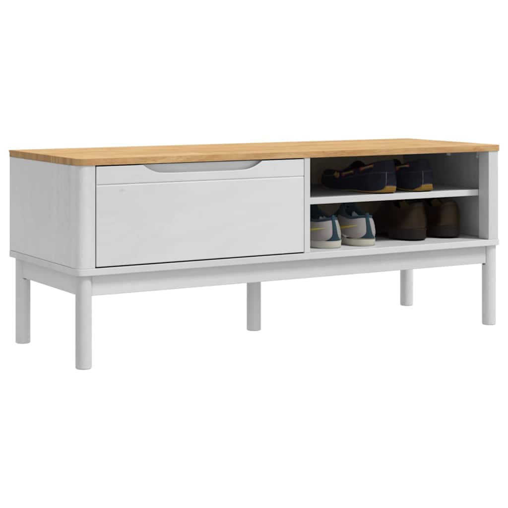 vidaXL Flurbank FLORO Weiß 115 x 40 x 45 cm Massivholz Kiefer