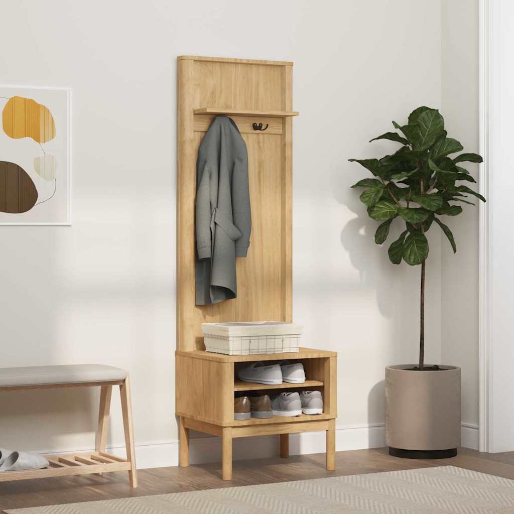 vidaXL Flurschrank FLORO Wachsbraun 50 x 40 x 158 cm Massivholz Kiefer