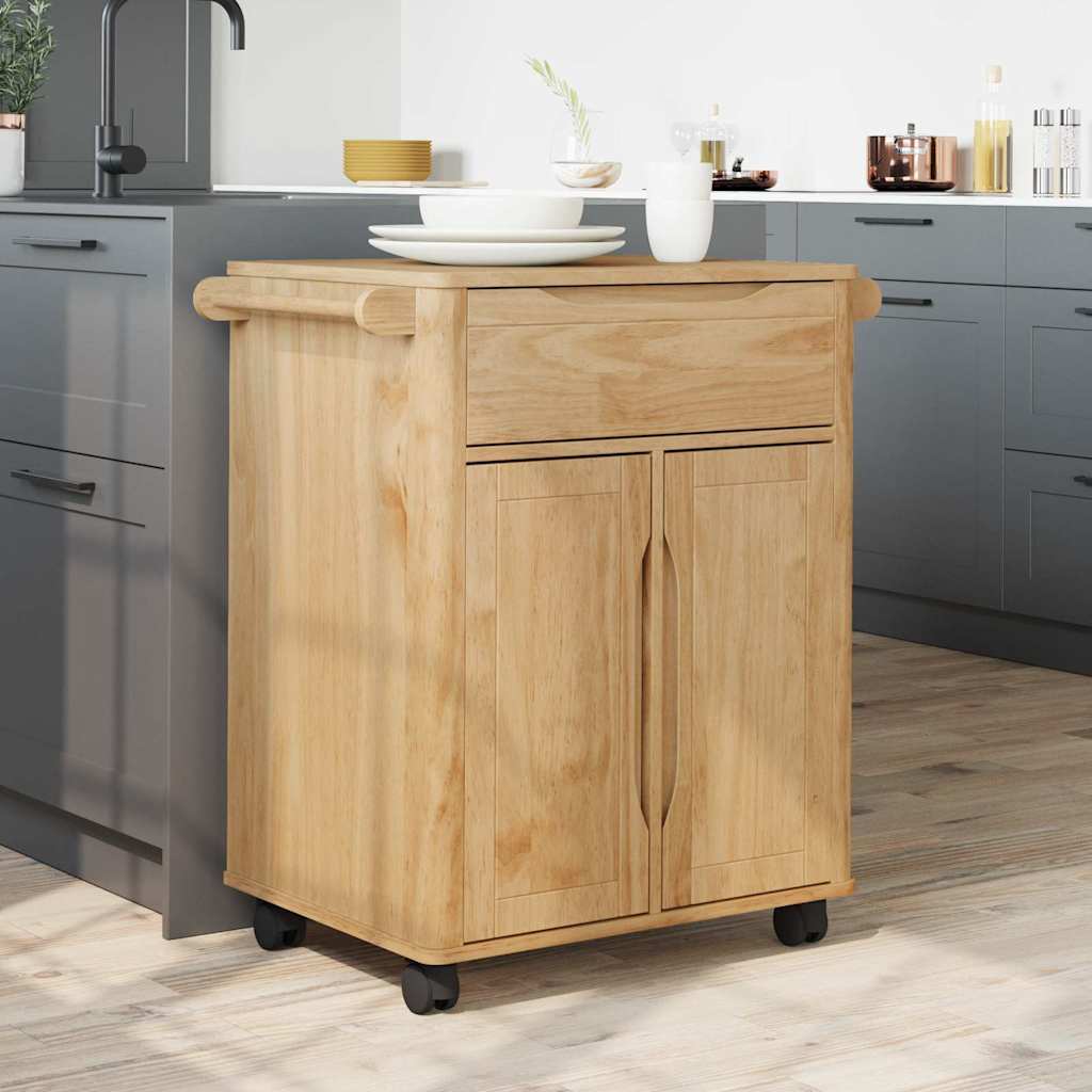 vidaXL Küchentrolley FLORO Wachsbraun 72,5 x 45 x 80 cm