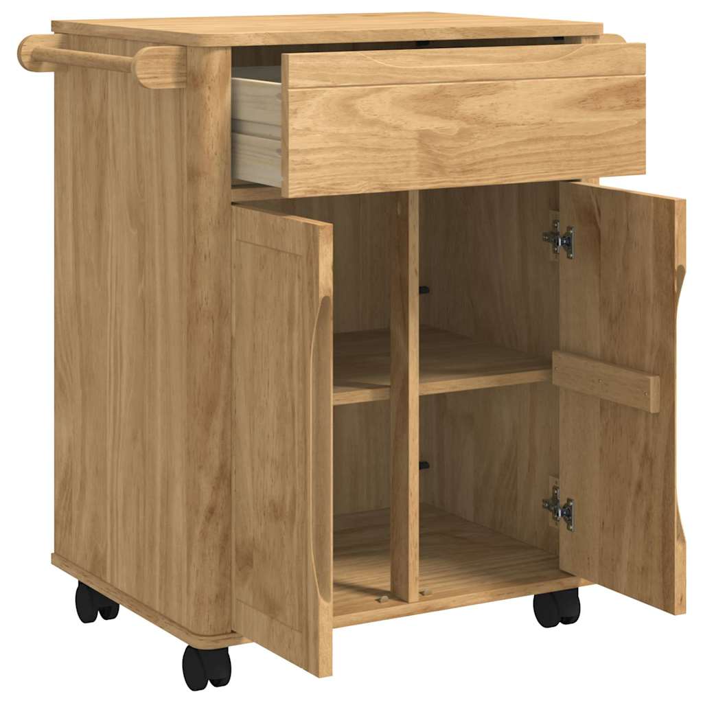 vidaXL Küchentrolley FLORO Wachsbraun 72,5 x 45 x 80 cm