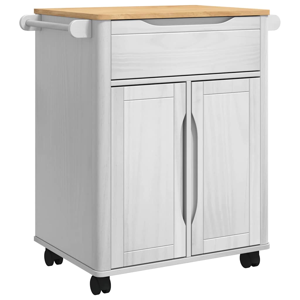 vidaXL Küchentrolley FLORO Weiß 72,5 x 45 x 80 cm Massivholz Kiefer