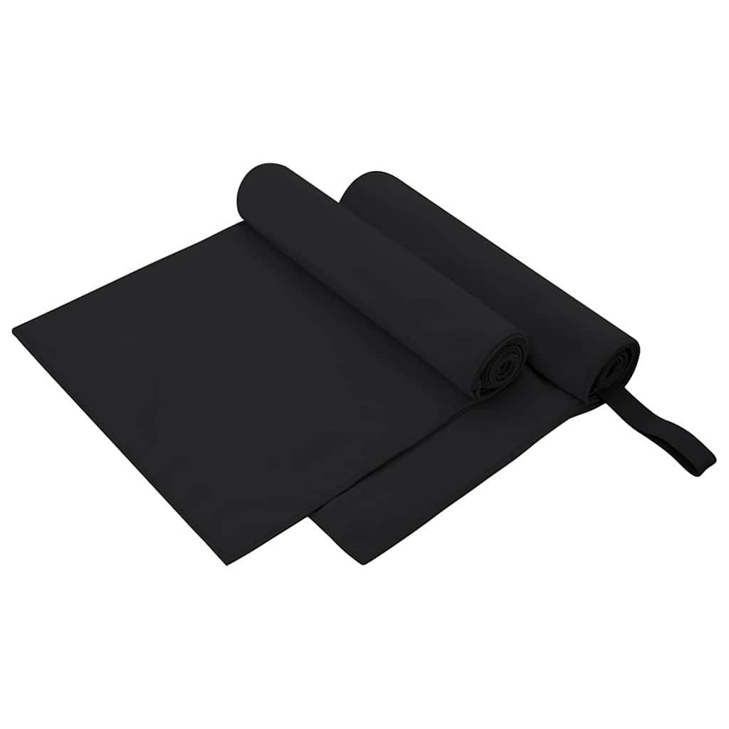 vidaXL Sporthandtücher 2 pcs Schwarz 100 x 50 cm