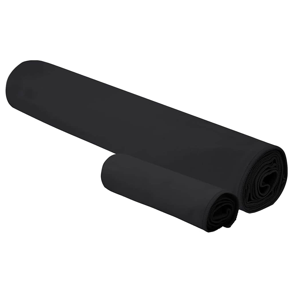 vidaXL Sporthandtuch Set 2 pcs Schwarz Stoff