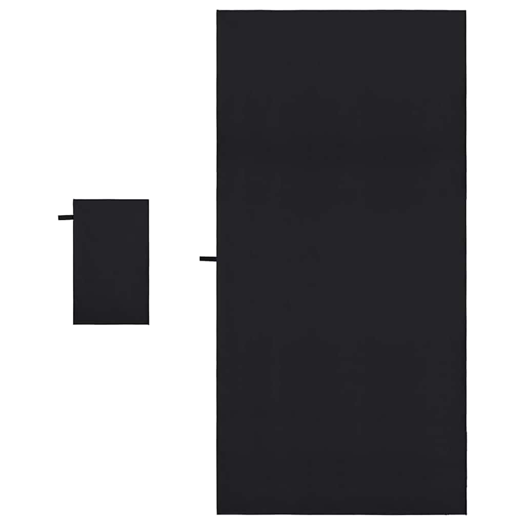 vidaXL Sporthandtuch Set 2 pcs Schwarz Stoff