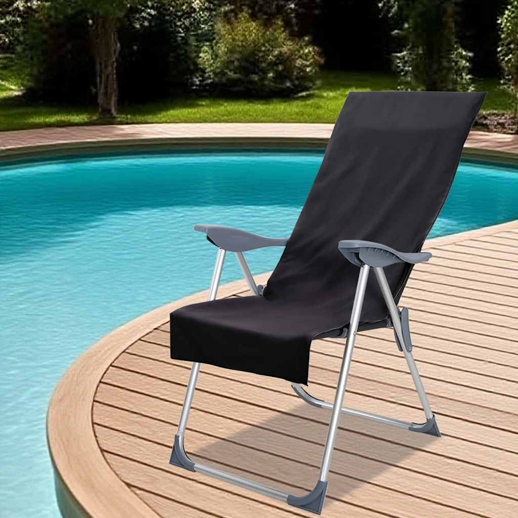 vidaXL Außenstuhl Handtücher 2 pcs Schwarz 130 x 60 cm