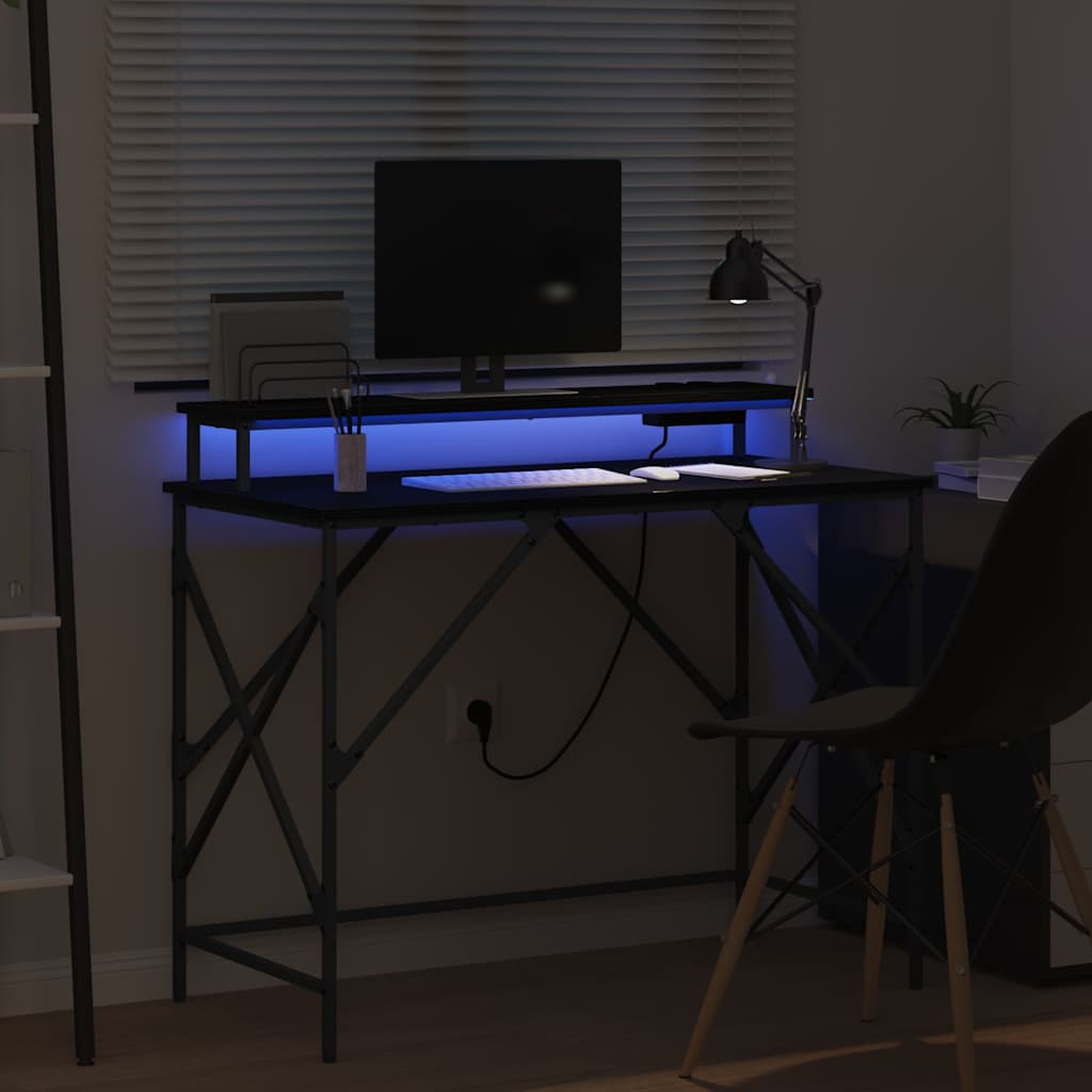 vidaXL Schreibtisch mit Regal Schwarz Eichen-Optik 100 x 50 x 86,5 cm