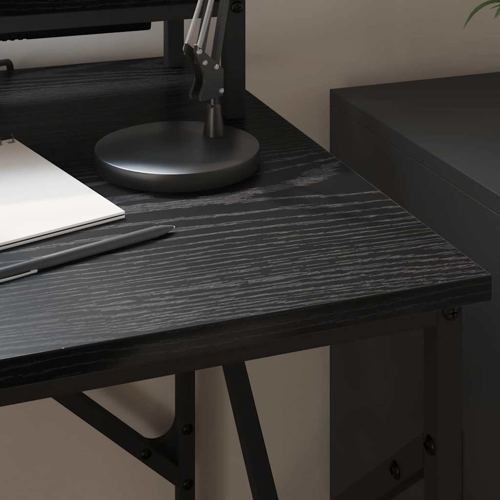 vidaXL Schreibtisch mit Regal Schwarz Eichen-Optik 100 x 50 x 86,5 cm