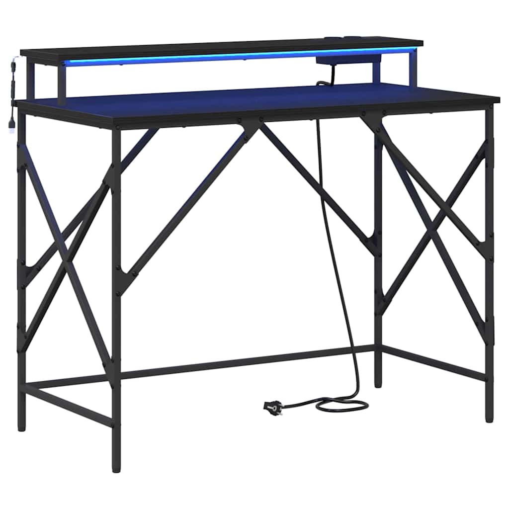 vidaXL Schreibtisch mit Regal Schwarz Eichen-Optik 100 x 50 x 86,5 cm