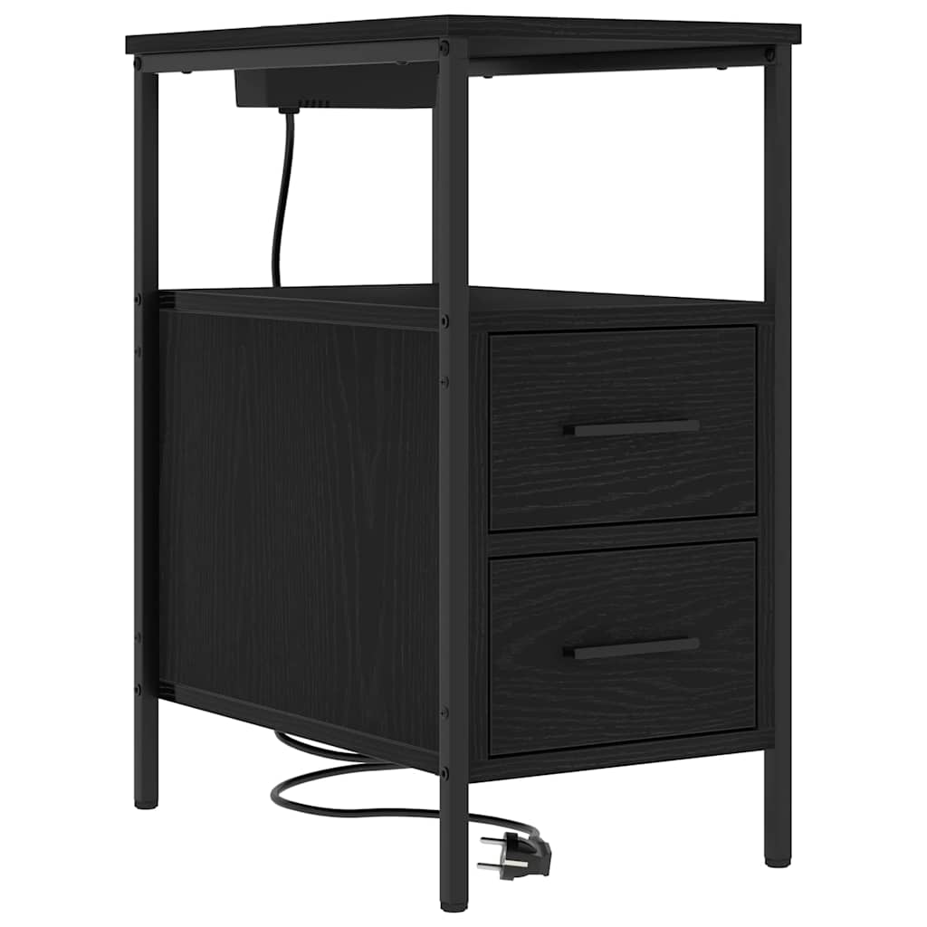 vidaXL Nachttisch 2 pcs Schwarz Eichen-Optik 30 x 48 x 61 cm