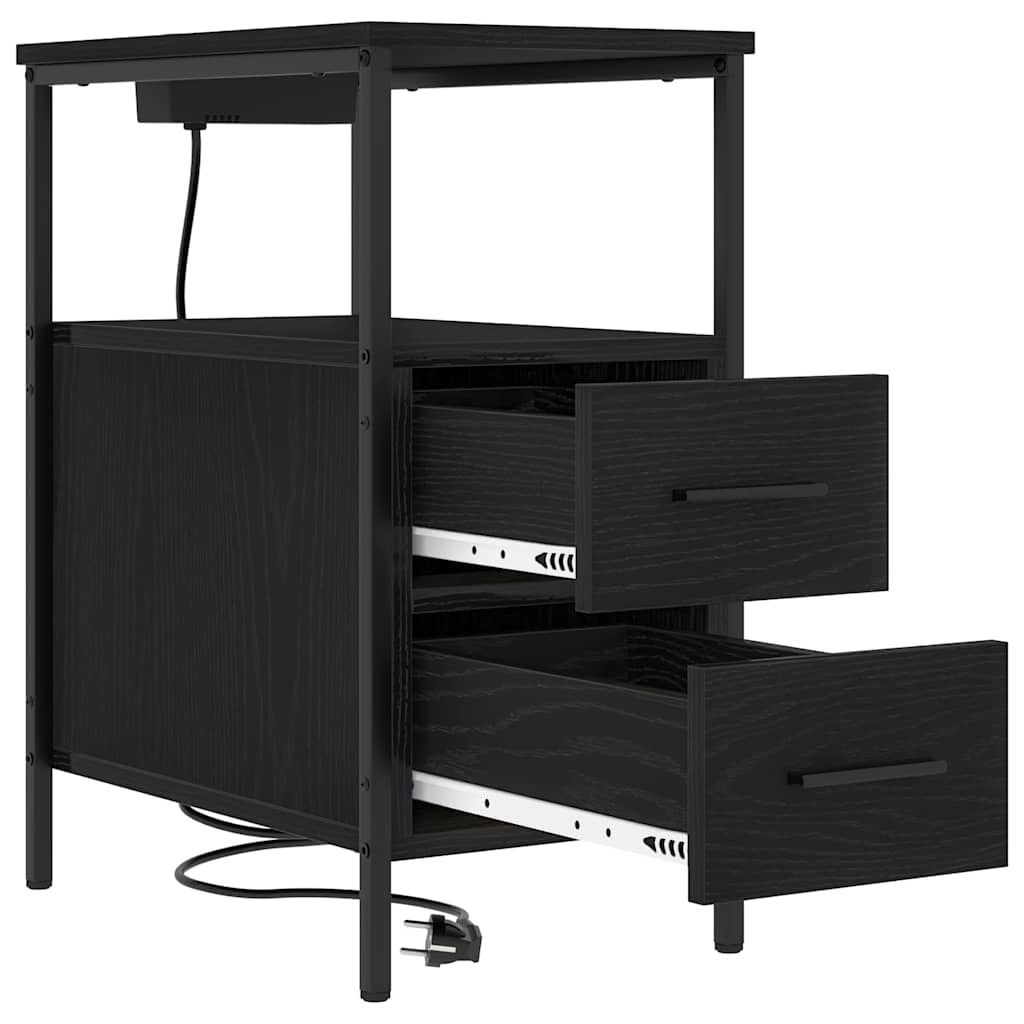 vidaXL Nachttisch 2 pcs Schwarz Eichen-Optik 30 x 48 x 61 cm