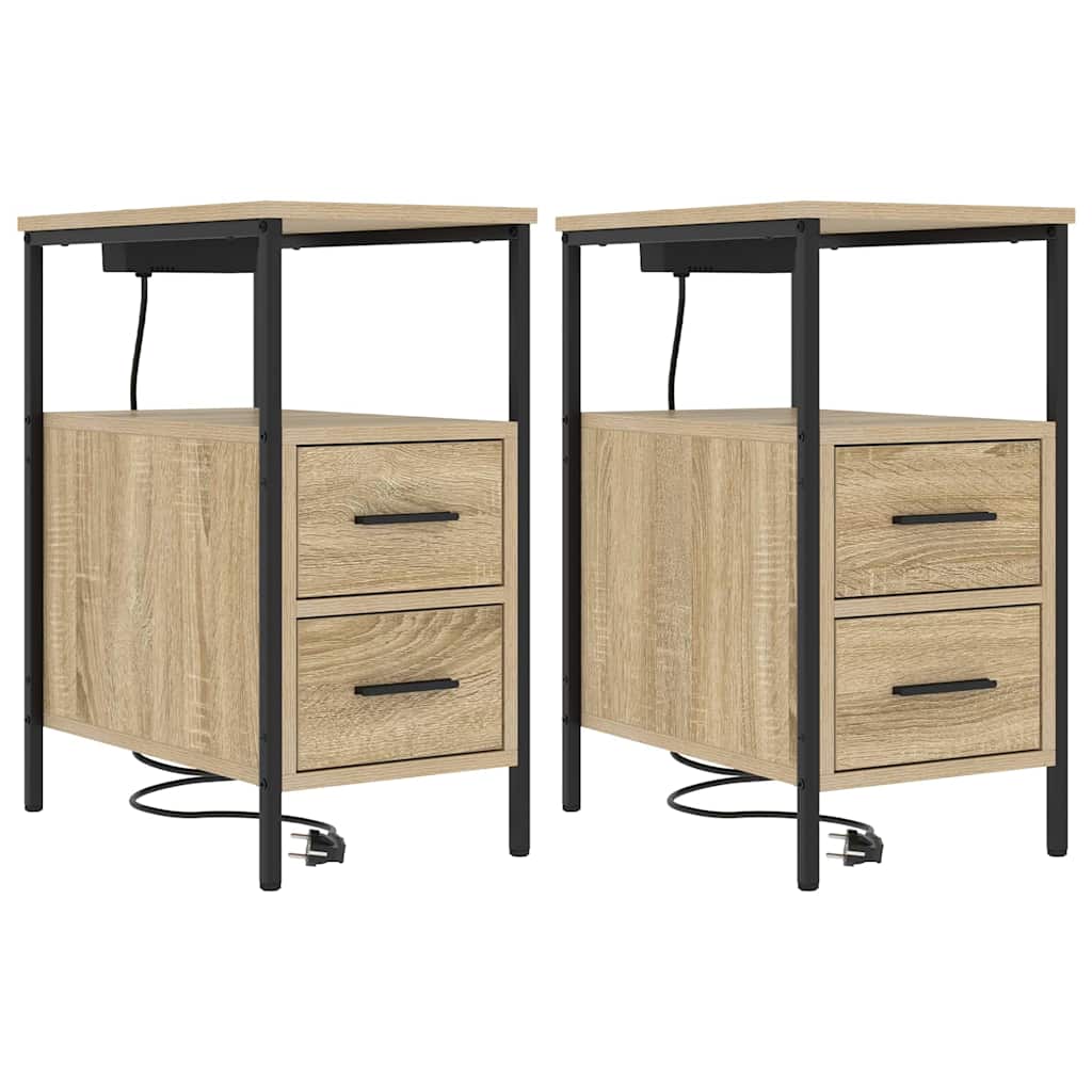 vidaXL Nachttisch 2 pcs Sonoma-Eiche 30 x 48 x 61 cm Holzwerkstoff