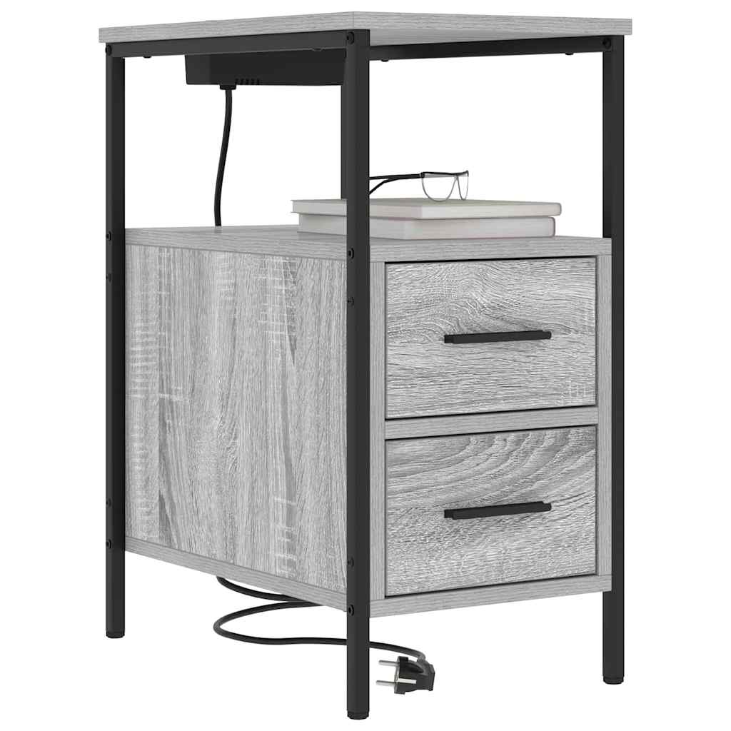 vidaXL Nachttisch Graues Sonoma 30 x 48 x 61 cm Holzwerkstoff