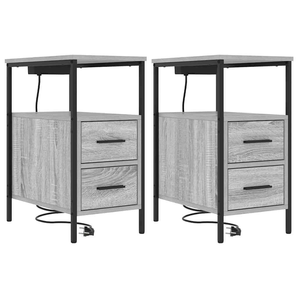 vidaXL Nachttisch 2 pcs Graues Sonoma 30 x 48 x 61 cm Holzwerkstoff