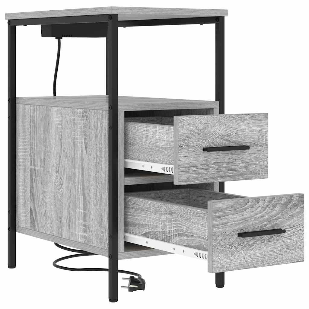 vidaXL Nachttisch 2 pcs Graues Sonoma 30 x 48 x 61 cm Holzwerkstoff