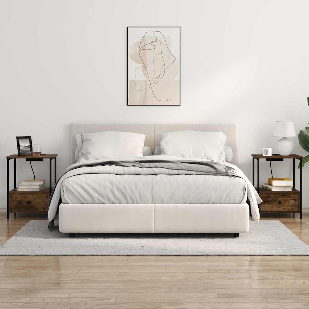 vidaXL Nachttisch mit Speicher 2 pcs Geräucherte Eiche 42 x 41 x 56 cm