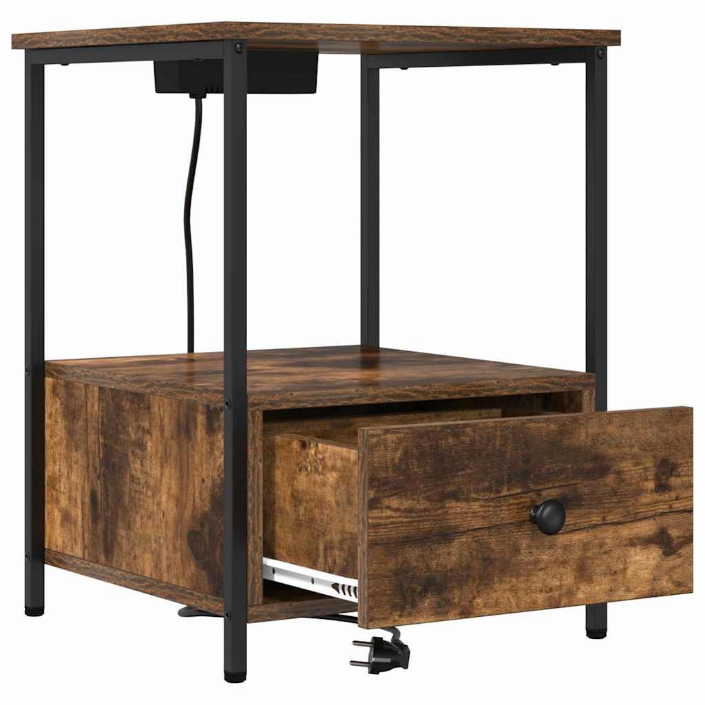 vidaXL Nachttisch mit Speicher 2 pcs Geräucherte Eiche 42 x 41 x 56 cm