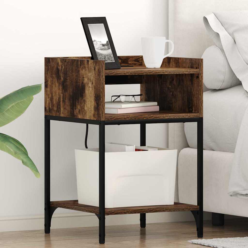vidaXL Nachttisch mit Regal 2 pcs Geräucherte Eiche 40 x 40 x 61 cm