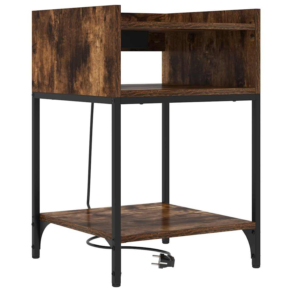 vidaXL Nachttisch mit Regal 2 pcs Geräucherte Eiche 40 x 40 x 61 cm