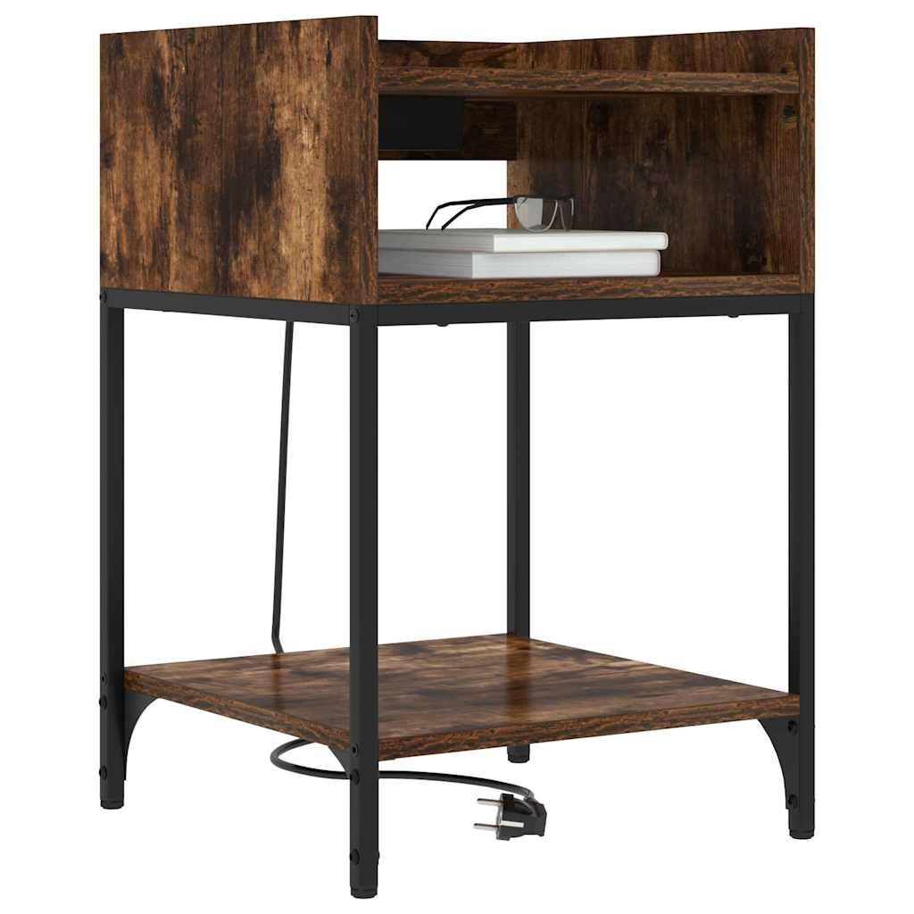 vidaXL Nachttisch mit Regal 2 pcs Geräucherte Eiche 40 x 40 x 61 cm