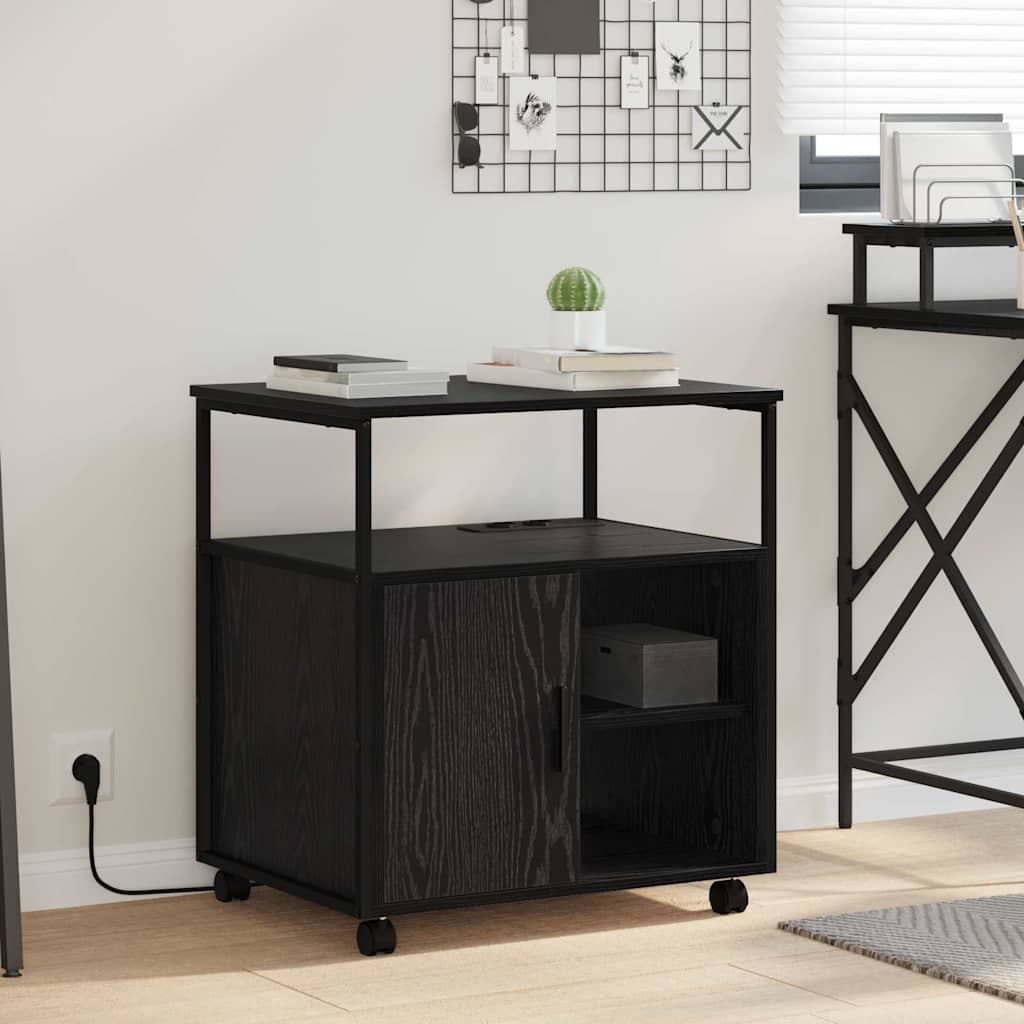 vidaXL Schrank mit Ladestation Schwarz Eichen-Optik 61 x 46 x 67 cm