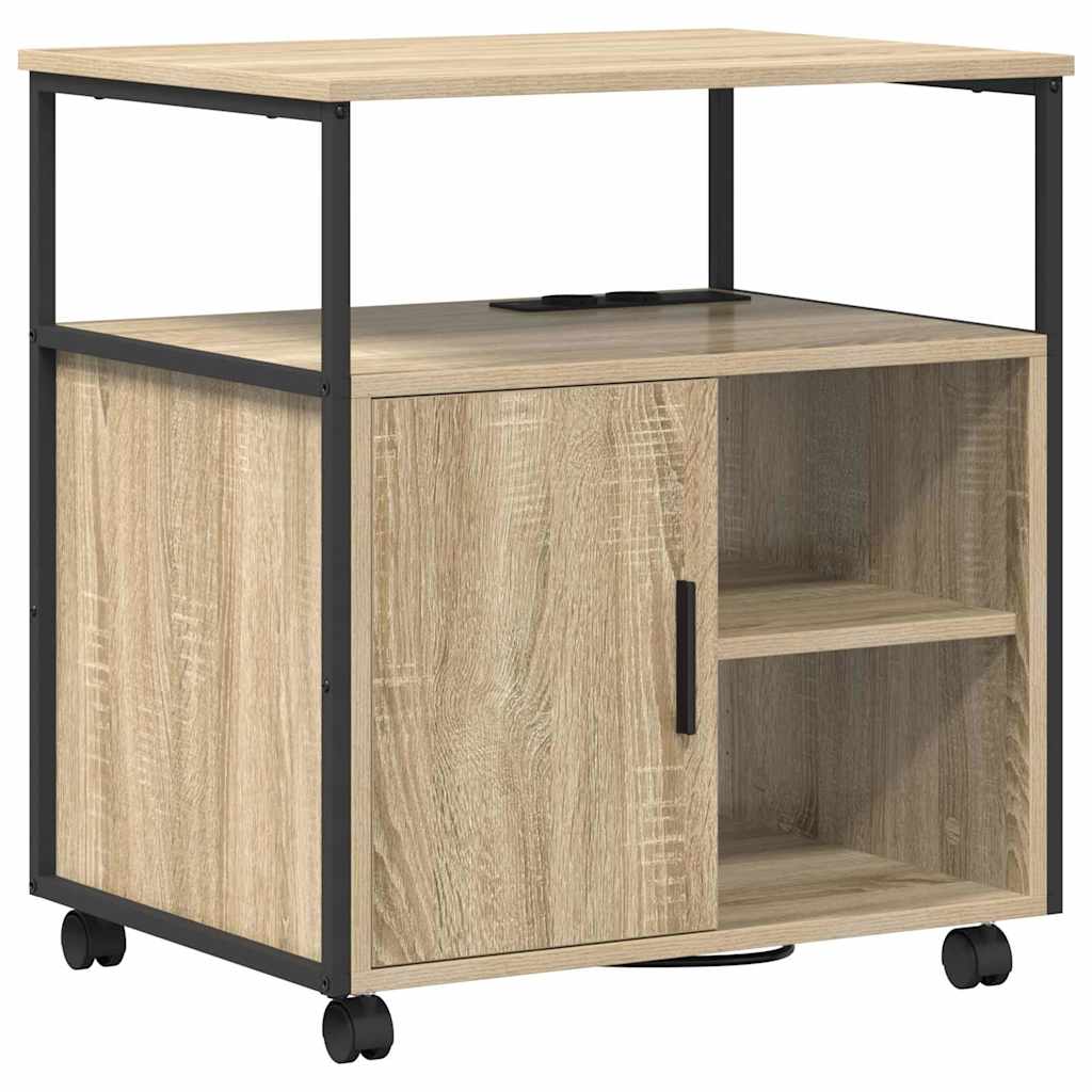 vidaXL Schrank mit Ladestation Mit Rad Sonoma-Eiche 61 x 46 x 67 cm