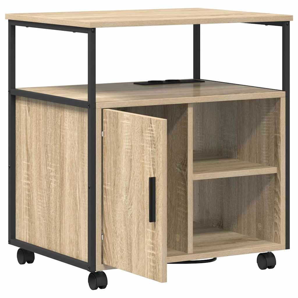 vidaXL Schrank mit Ladestation Mit Rad Sonoma-Eiche 61 x 46 x 67 cm