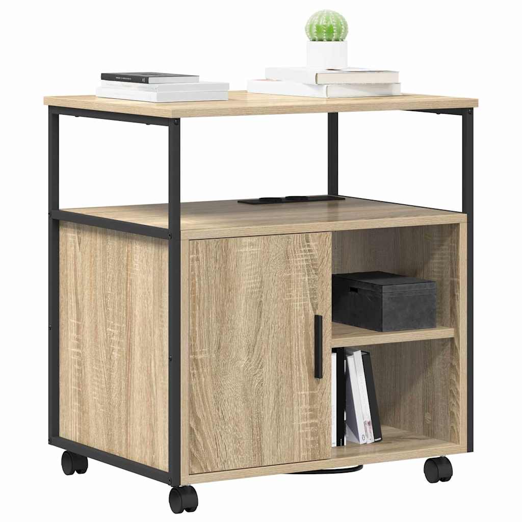 vidaXL Schrank mit Ladestation Mit Rad Sonoma-Eiche 61 x 46 x 67 cm