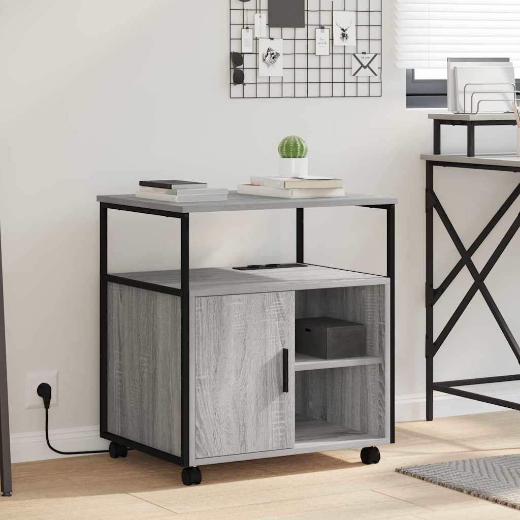 vidaXL Schrank mit Ladestation Mit Rad Graues Sonoma 61 x 46 x 67 cm
