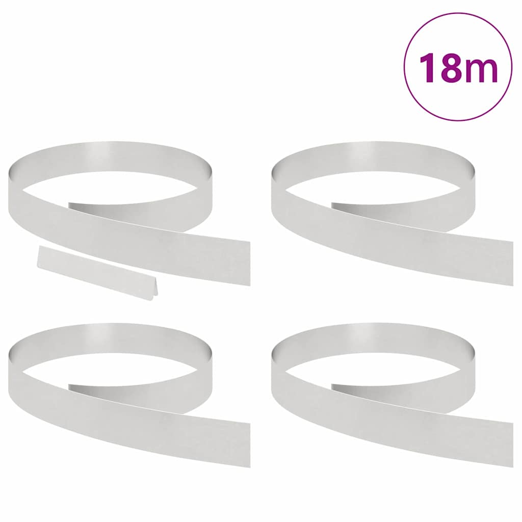 vidaXL Raseneinfassung 4 pcs Silber 450 x 0,05 x 10 cm Edelstahl