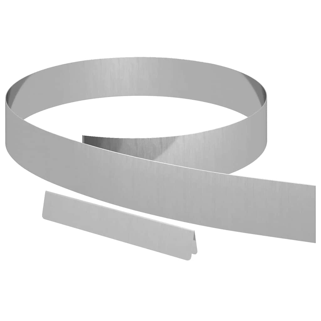 vidaXL Raseneinfassung Silber 450 x 0,05 x 10 cm Verzinkter Stahl
