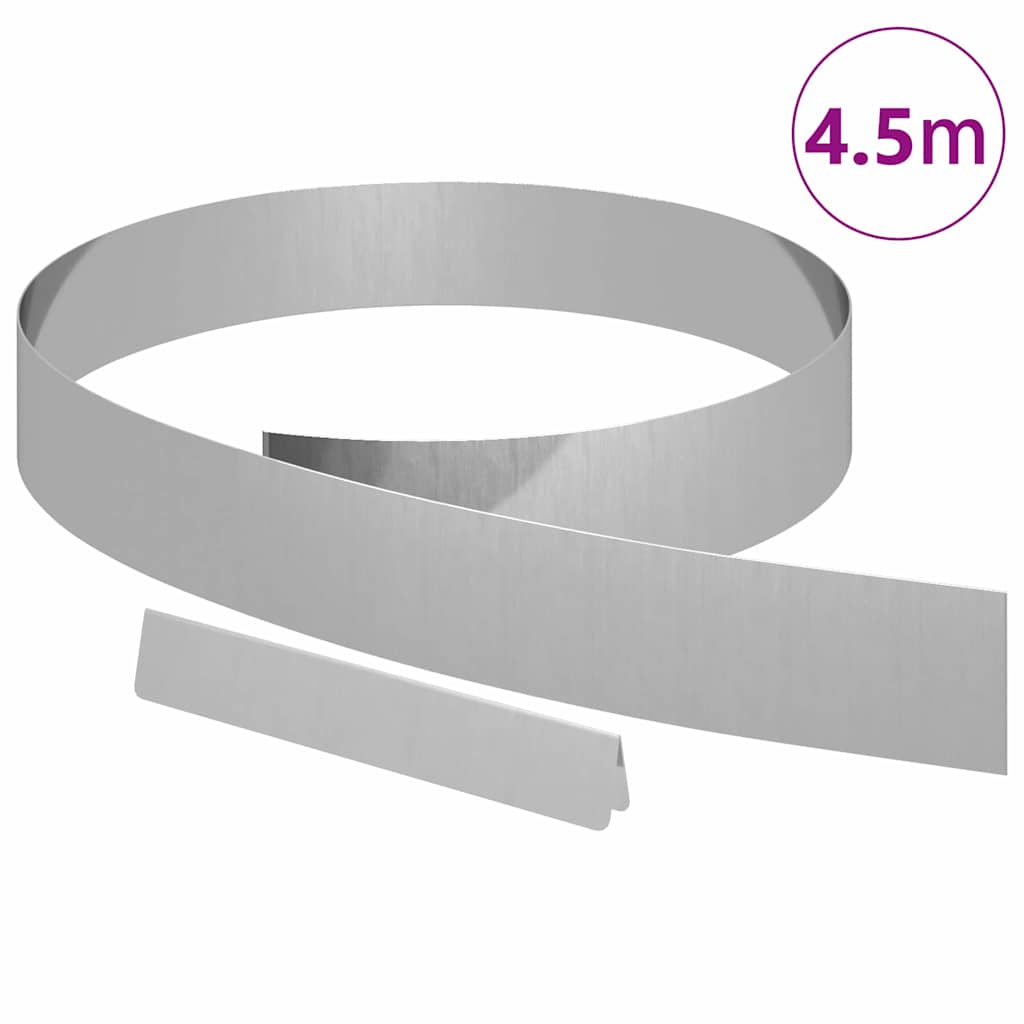 vidaXL Raseneinfassung Silber 450 x 0,05 x 10 cm Verzinkter Stahl
