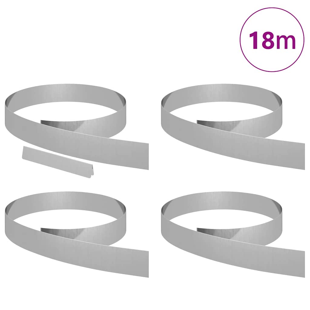 vidaXL Raseneinfassung 4 pcs Silber 450 x 0,05 x 10 cm
