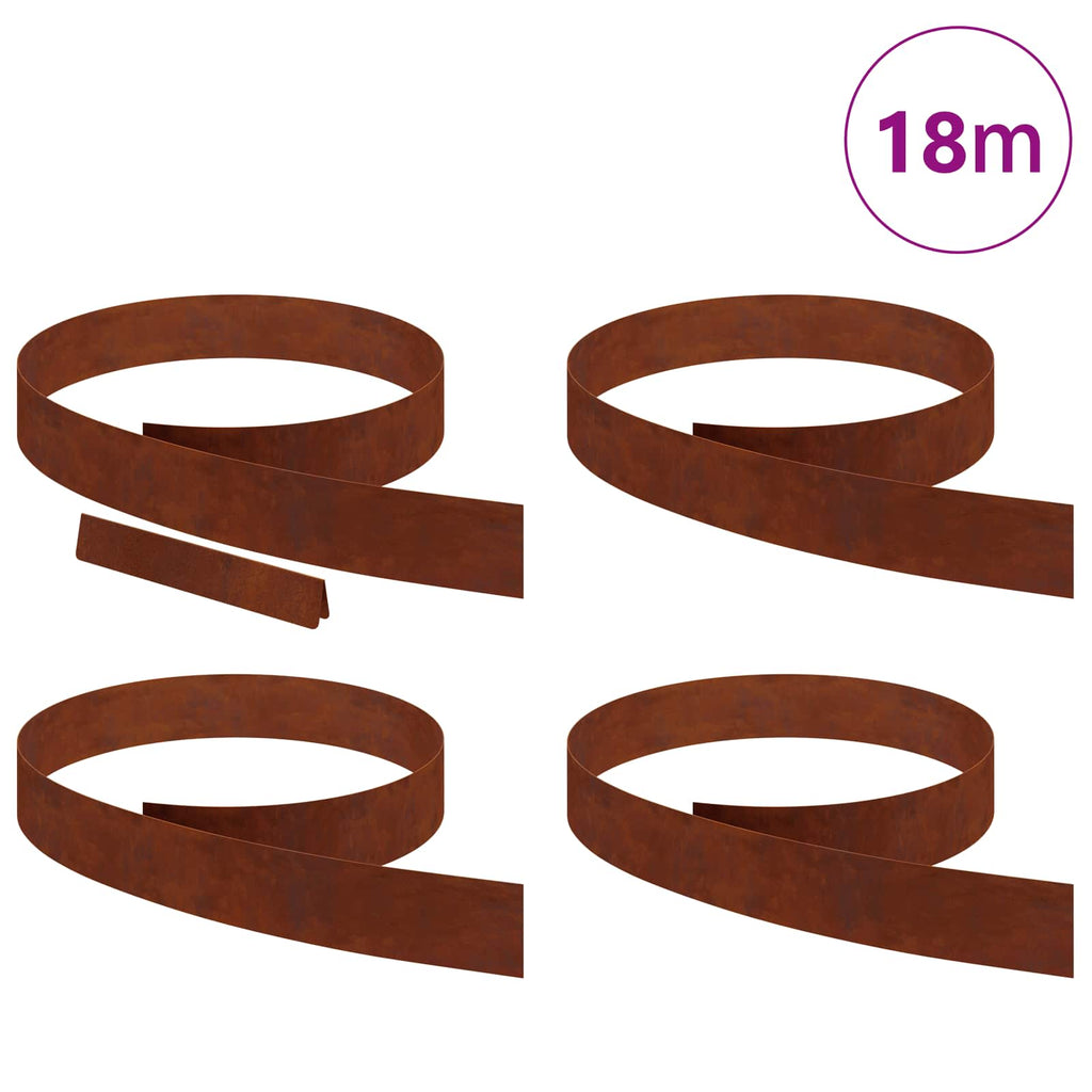 vidaXL Raseneinfassung 4 pcs Rostig 450 x 0,05 x 10 cm Wetterfeststahl