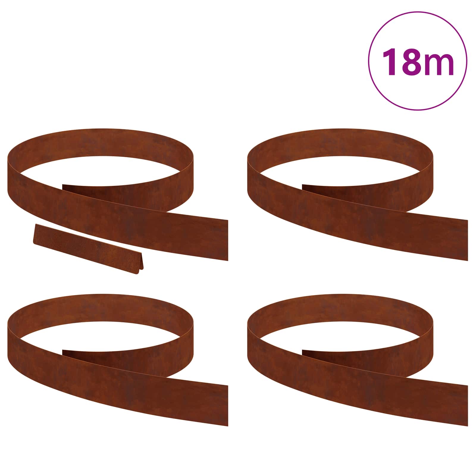 vidaXL Raseneinfassung 4 pcs Rostig 450 x 0,05 x 10 cm Wetterfeststahl