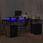 vidaXL Schreibtisch mit Regal Schwarz Eichen-Optik 182 x 101 x 87,5 cm