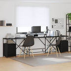 vidaXL Schreibtisch mit Regal Schwarz Eichen-Optik 182 x 101 x 87,5 cm