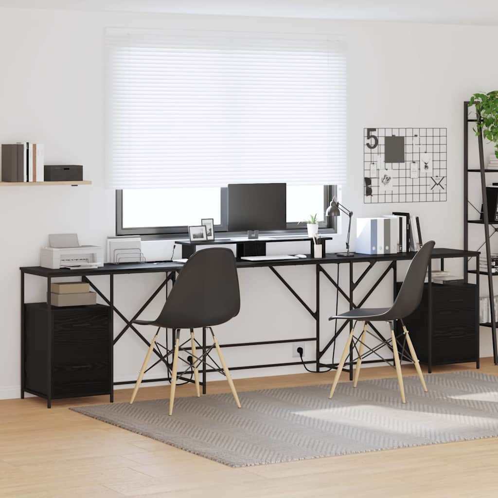vidaXL Schreibtisch mit Regal Schwarz Eichen-Optik 182 x 101 x 87,5 cm