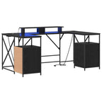 vidaXL Schreibtisch mit Regal Schwarz Eichen-Optik 182 x 101 x 87,5 cm