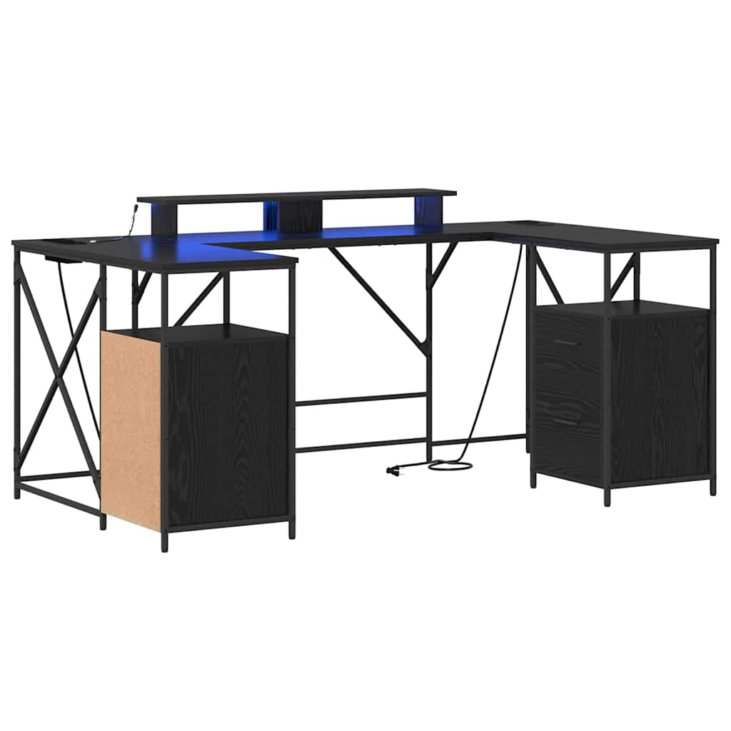 vidaXL Schreibtisch mit Regal Schwarz Eichen-Optik 182 x 101 x 87,5 cm