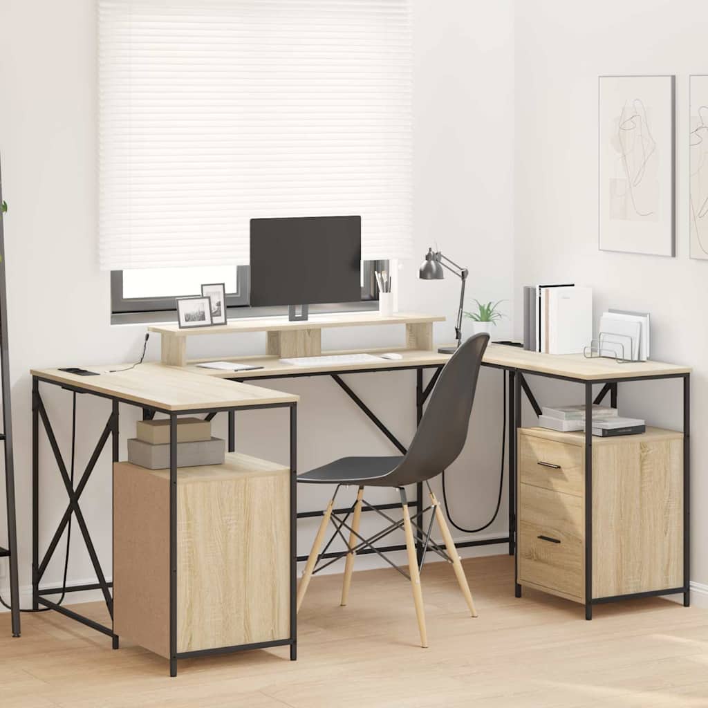 vidaXL Schreibtisch Sonoma-Eiche 182 x 101 x 87,5 cm Holzwerkstoff