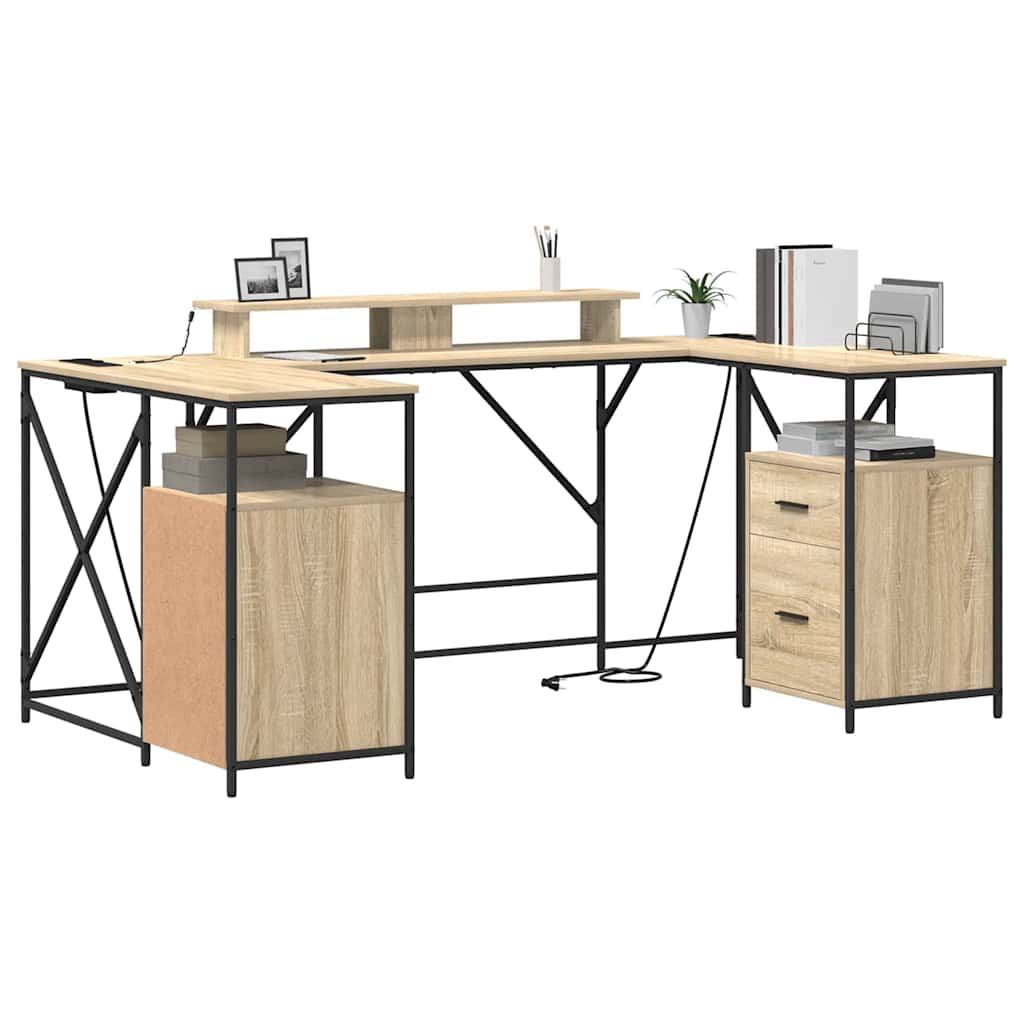 vidaXL Schreibtisch Sonoma-Eiche 182 x 101 x 87,5 cm Holzwerkstoff