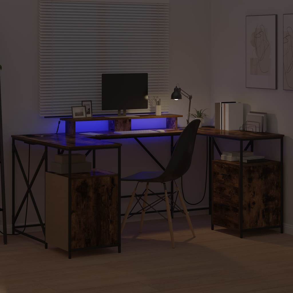 vidaXL Schreibtisch mit Regal Geräucherte Eiche 182 x 101 x 87,5 cm