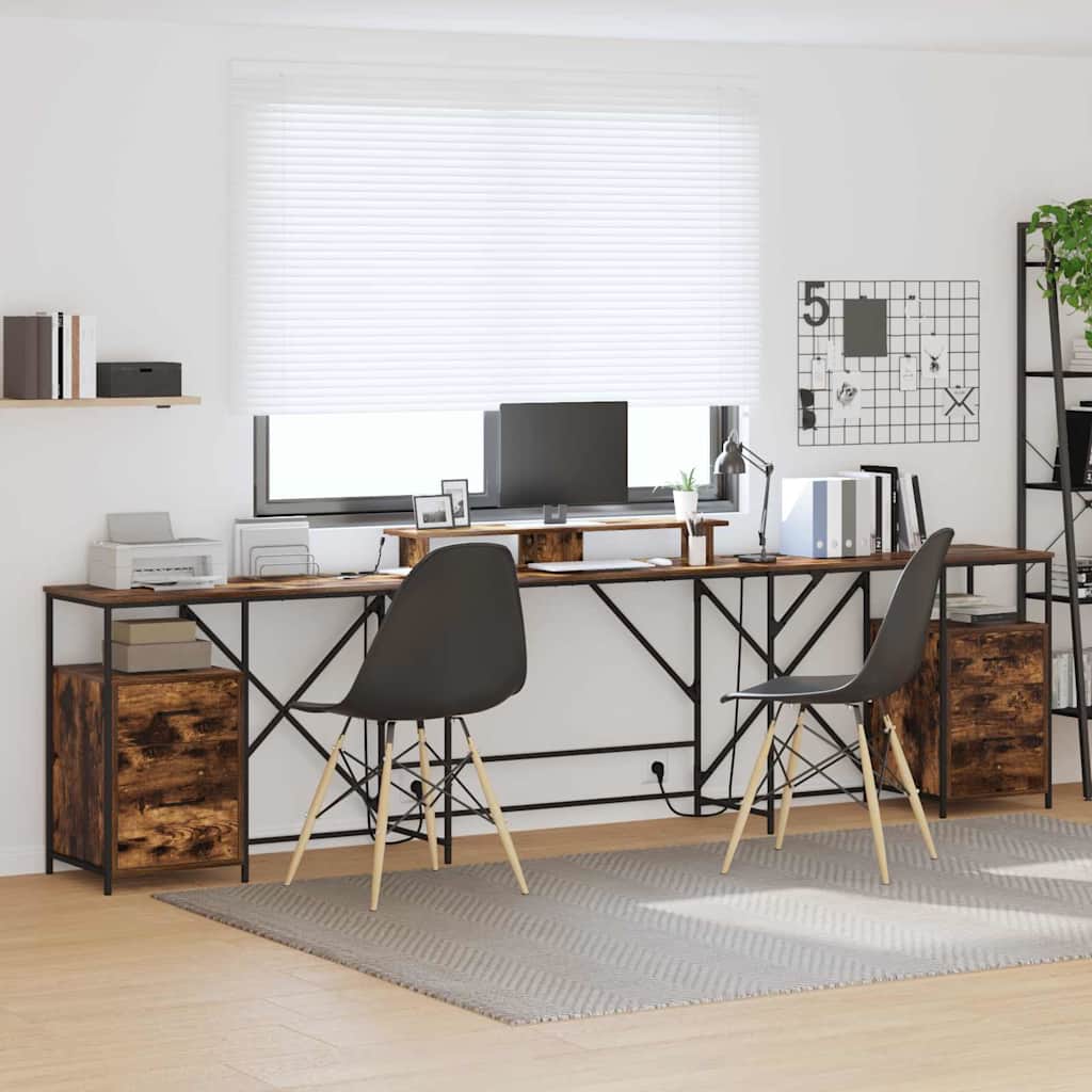 vidaXL Schreibtisch mit Regal Geräucherte Eiche 182 x 101 x 87,5 cm